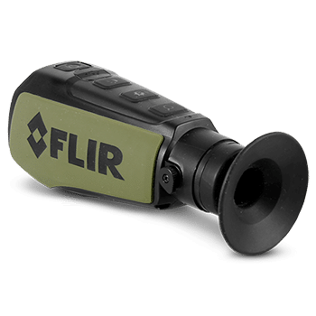 Rear side angle view of a Teledyne FLIR Scout II thermal monocular.