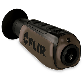 Front angle view of a Teledyne FLIR Scout III handheld thermal monocular.