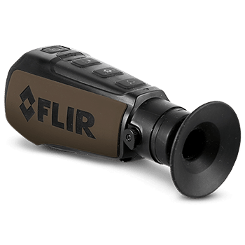 Rear angle view of a Teledyne FLIR Scout III handheld thermal monocular.