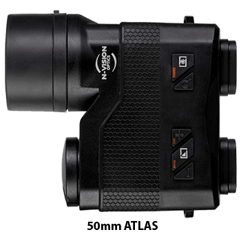 Top view of the N-Vison ATLAS 50mm thermal binocular.