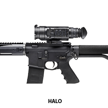 Side view of a N-Vision HALO thermal weapon sight shown attached to a AR-15 style rifle.