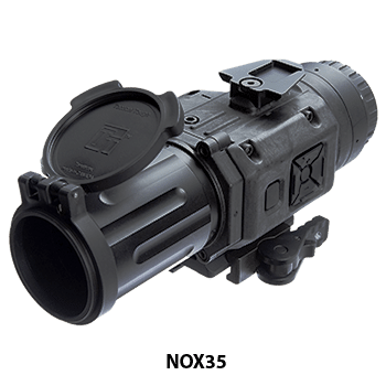 Angle view of a N-Vision NOX35 thermal weapon sight.