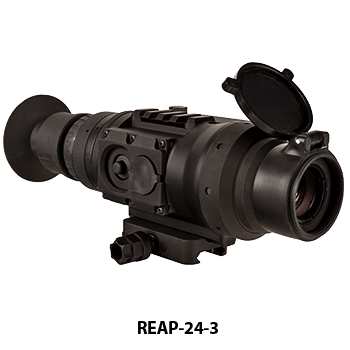 Angle view of a Trijicon REAP-IR (model REAP-24-3) mini thermal riflescope.