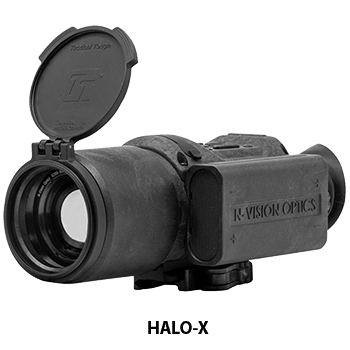 Angle view of a N-Vision HALO-X thermal weapon sight.