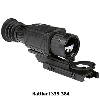 Photo showing a AGM Rattler TS35-384 thermal riflescope.