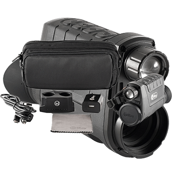 InfiRay Outdoor Cabin thermal monocular shown with all included accessories.