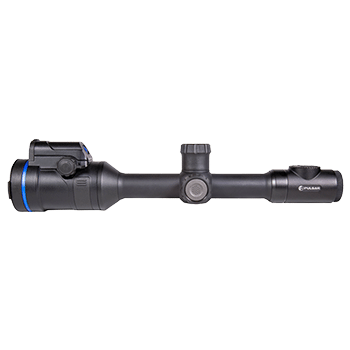 Side view of a Pulsar Thermion Duo thermal riflescope.