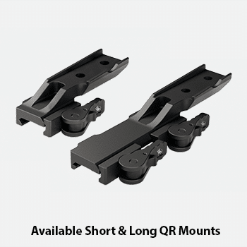Photo showing both the short and long QR mounts available for the AGM Rattler.
