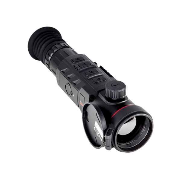 Top front angle view of a Infiray Outdoor RICO RH50 PRO dual FOV thermal riflescope.