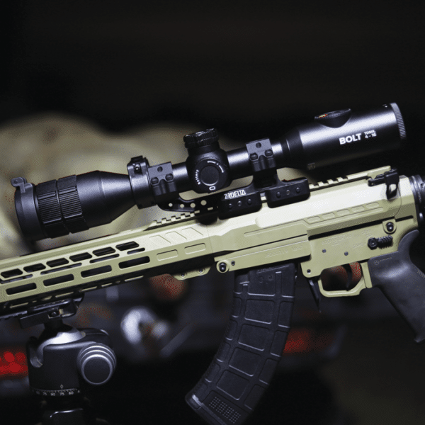 InfiRay Outdoor BOLT TD50L shown mounted to a semi-automatic rifle.