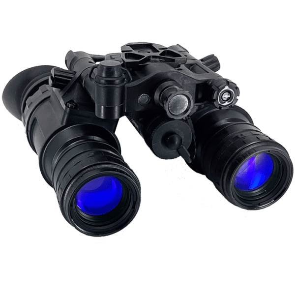 Front angle view of AN/PVS-31D (F5032) night vision binoculars.